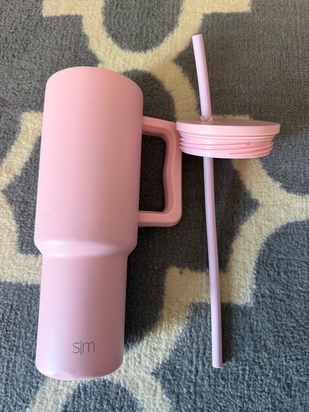 slm Pink Insulated Travel Mug with Straw Lid